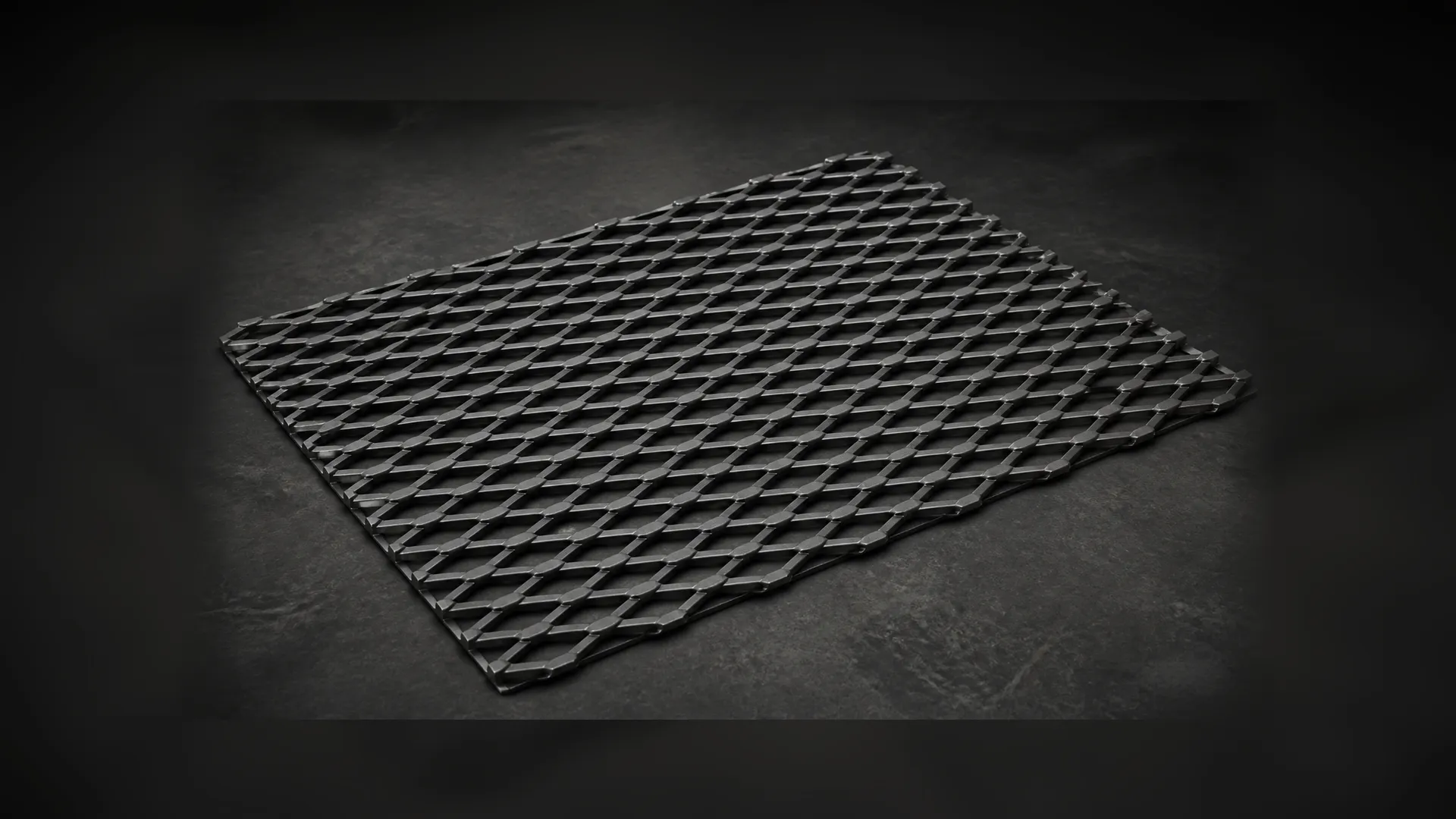 Panel de metal desplegado de acero con retícula continua de aberturas romboidales